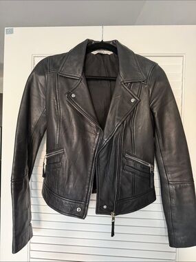 Zara Black Leather Moto Jacket